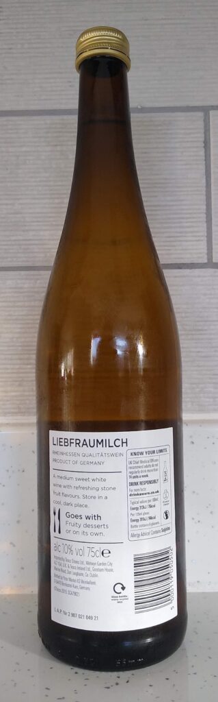 Liebfraumilch bottle rear